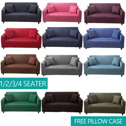 universal couch covers Canada - Elastic 2 3 4 Seater Corner Sofa Cover Solid Stretch Adjustable Couch Covers Universal All-inclusive Slipcovers For Living Room 220112