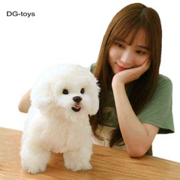 Simulation Bichon Frise Plush Dog Toy Super Cute Likelife Pomeranian Stuffed Animals Birthday Puppy Pets Toys for Pet Lovers Y211119