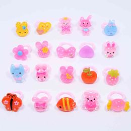 Whole 50pcs Children's Cartoon Animal Fruit Princess Candy Mermaid Ring Girl Jewellery Rings Kids Toy Gift In bulk