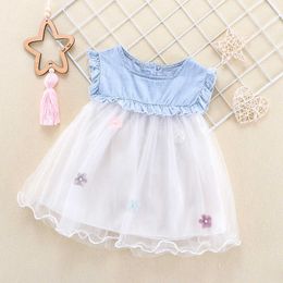 Mesh Lace Princess Dresses For Newborn Baby Girls Sleeveless Tulle Dress Summer Clothes For Newborns Gauze Patchwork Dresses Q0716