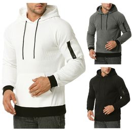 Striped Sweatshirt Mens Brand Long Sleeve Hoodies Men Solid Casual Pocket Oversized Sweatshirts Zipper Decoration Pullover 210524