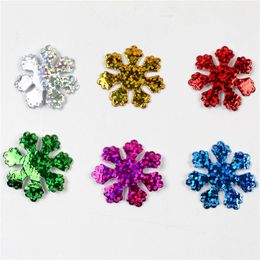 30mm Christmas Decoration Snowflake Felt Padded Appliques for Headwear Hairpin Crafts Wedding Accessories RH0572