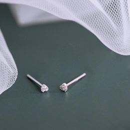 Stud Tiny Mini Style Silver Colour Heart Earring 925 Zircon Cute For Women Girl Children Student Fashion Jewellery