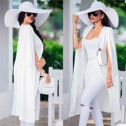 Women long suit blazer office lady coat solid sleeves cape poncho female elegant jacket women's formal feminino 211019