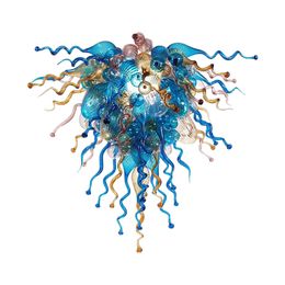 Modern Creative Hand Blown Glass Chandelier Lamp Nordic Blue Bedroom Restaurant Cafe Clothing Store Children's Room Pendant Light 32 Inches