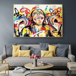 Street Art Monkey Poster Canvas Prints Graffiti Cool Gorilla Animal Pictures Wall Art For Living Room Home Decor Wall Painting