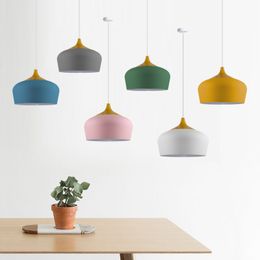 Nordic for Living Room Bedroom Decor Macaron Aluminium Hanging Lamp E27 Restaurant Cafe Bar Pendant Lamp