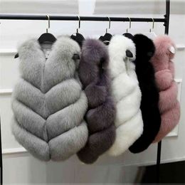 Sleeveless Jacket for Women Fur Vest Winter Short Artificial Coat Oversized Female Warm 210909