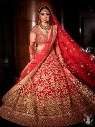 gold arabic wedding dress UK - Stuning Vestido Saree Indian Wedding Dresses with Gold Appliques Beaded Arabic Dubai Bridal Gowns Robe De Soirée De Mariage