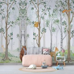 Wallpapers Bacal Custom 3D Wallpaper Murals Animals For Children Room Leaf And Tree Wall Paper Cartoon 5d Mural Home Decor