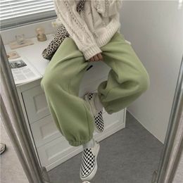 Pants Sweatpants Women s Autumn/winter Plus Velvet Padded Korean Loose-fitting Sports High Waist Slimming Casual 211115