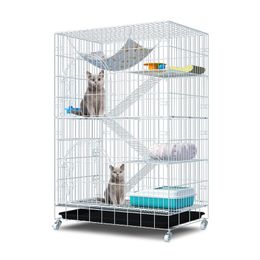 Cat Beds & Furniture The Cage Domestic Pet Villa Double-deck Three Layers Large Size Indoor Fold Cattery Articles For Use Wholesale