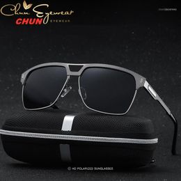 Sunglasses Brand Fashion Men Polarized Square Metal Frame Male Sun Glasses Driving Fishing Eyewear Zonnebril Heren BM39 + Case1