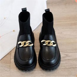 Fashion kids socks boots autumn winter childrens martin boots high boys girl leather shoes