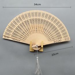 12pcs Chinese Wood Dance Fans Event Supplies Personalised Wedding Party Favour Giveaways Sandalwood Folding Hand Fan Open Size 34*20cm Showgirl Dancing Prop