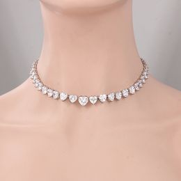 WEIMANJINGDIAN New Trends Ice Heart Cut Quality CZ Cubic Zirconia Crystal Tennis Chain Collar Necklace