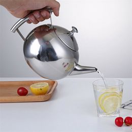 Large Capacity Stainless Steel Teapot Container Coffee Pot Kettle Filter Restaurant Home el Cafe Bar 210813