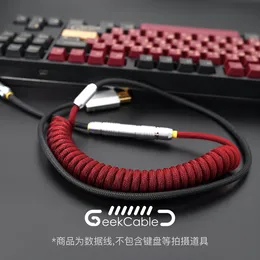 GeekCable Handmade Customized Mechanical Keyboard Data Cable For GMK Theme SP Keycap Line Red Samurai Colorway