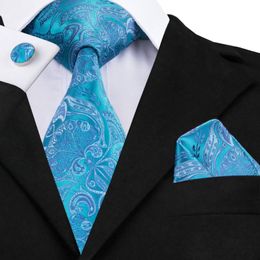 groom floral tie Australia - Bow Ties SN-368 Blue Paisley Floral Tie Hanky Cufflinks Sets Men's 100% Silk For Men Formal Wedding Party Groom