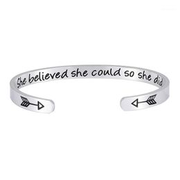 inspirational bracelets for men UK - Tready Inspirational She Believed Could So Did Cuff Bracelets Bangle Motivational Friend Encouragement For Men Jewelry