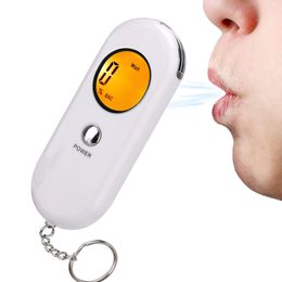 Alcohols Test Tool LCD Breathalyser Breath Drunk Driving Detector Blowing Type Digital Alcohol Tester Keychain