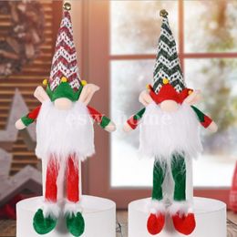 Party Supplies Christmas Rudolph Dwarf Ornaments Xmas Tree faceless Dolls With light Christmas Home Decoration