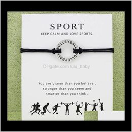 Drop Delivery 2021 Sier Tone Circle Volleyball Charm Bracelets & Bangles Women Girls Wristband Adjustable Friendship Infinity Wish Jewellery Wi
