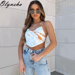 Sexy Halter Backless Tie Crop Top Woman Floral Print Cropped Camisole 2021 Autumn Streetwear Beach Tube Tops Femme Christmas1