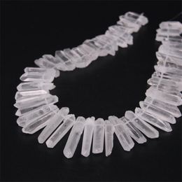 15.5"strand Natura Clear White Quartz Top Drilled Point Loose Beads,Raw Crystal Stick Graduated Pendant Beads Jewellery