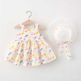 Baby Dresses Toddler Kids Clothes Girls Summer Print Vest Children's Cute Wings Princess 0-24 Month 210515