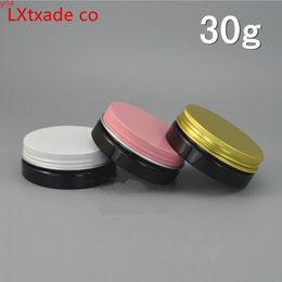 30g/ml Black plastic Flat Huarache Lucifugal Bottle Jar Pink Golden Aluminium Screw lid Empty Cosmetic Comtainersgood qty