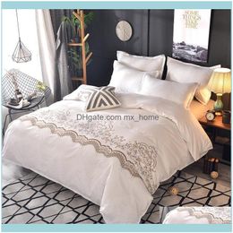 Bedding Supplies & Gardenbedding Sets Home Textiles Solid Colour Bed Linens Luxury Simple Bedclothes Family Duvet Er Set Quilt Queen King Siz