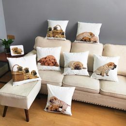 dog pillow case covers Canada - Cushion Decorative Pillow Lovely SharPei Dog Cushion Covers Plush Case Car Sofa Home Decor Pet Pillows Cases 45*45cm Cover For Living Room