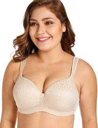 Women's Foam Contour Jacquard Full Cup Support Plus Size Underwire Bra 210623