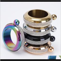 Drinkware Kitchen, Dining Bar Home & Gardendelicate Hip Flasks Rhinestone Bracelet Bangle Pot 3Dot5Oz Portable Flagon Fashion Round Whisky Wi