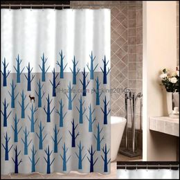 Curtains Aessories Bath Home & Gardennatural Plant Shower Curtain Set With 12 Hooks Cartoon Forest Bathroom Decoration Drop Delivery 2021 Uq