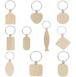 NEW!!! Beech Wood Keychain Party Favours Blank Personalised Customised Tag Name ID Pendant Key Ring Buckle Creative Birthday Gift SN3300