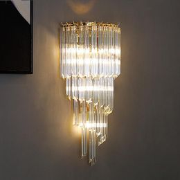 Wall Lamp Led E14 Postmodern Spiral Crystal Bar Golden Iron Mounted Indoor Lighting Lustre For Home Foyer Bedroom Porch