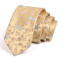 Brand Men's Gold 6CM Luxury Floral s for Men Business Suit Work Neck Tie High Quality Fashion Formal Necktie Gift Box