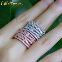 Luxury Brand Designer Jewellery Rose Gold Colour Round Marquise CZ Stone OL Style Big Finger Rings for Women R054 210714