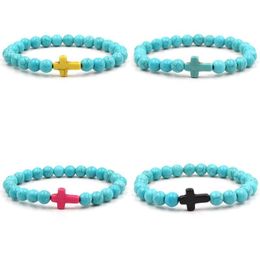 Turquoise Bracelet Turquoises Beaded Stone New Jewellery Woman Man Fashion Accesories Beads Bracelets Jesus cross bracelet