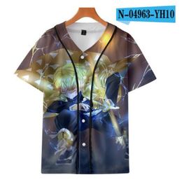 Custom Baseball Jersey Mens Buttons Homme T-shirts 3D Printing Shirt Streetwear Tees Shirts Hip Hop Clothes Front and Back Print 077