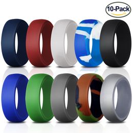 8.7mm width Europe silicone ring Men's sports rings 1set=10pcs mix size 7-14#