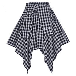 Plaid Women Skirt High Waist Stitching Student Pleated s Cute Sweet Girls Dance Knee-Length S3005 210514