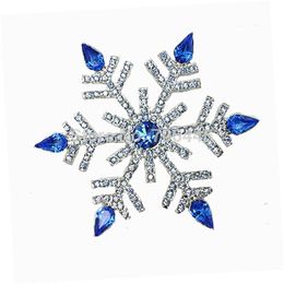 Pins, Brooches 2.68" Clear Rhinestone Crystal Large Snowflake Brooch Christmas Pin Gifts