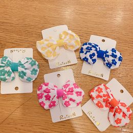 New Korean Children's Simple Sweet Flower Fabric Bow Duckbill Clip Fashion Princess Girl Hairpins Hair Accessories