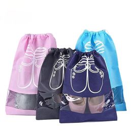 Storage Bags Non-woven Foldable Portable Beam Drawstring Shoe Bag Thick Travel Pouch Sundries Dust-proof