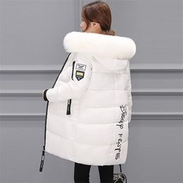 Parka Women Winter Coats Long Cotton Casual Fur Hooded Jackets Thick Warm Parkas Female Overcoat Coat 211013