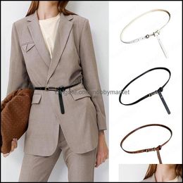 Belts & Aessories Fashion Women Pu Leather Belt Solid Color Thin Skinny Waistband Adjustable Feamel Dress Coat Strap Drop Delivery 2021 Gzi9
