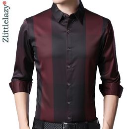 Brand Casual Luxury Plaid Long Sleeve Slim Fit Men Shirt Streetwear Social Dress Autumn Shirts Mens Fashions Jersey 92339 210721